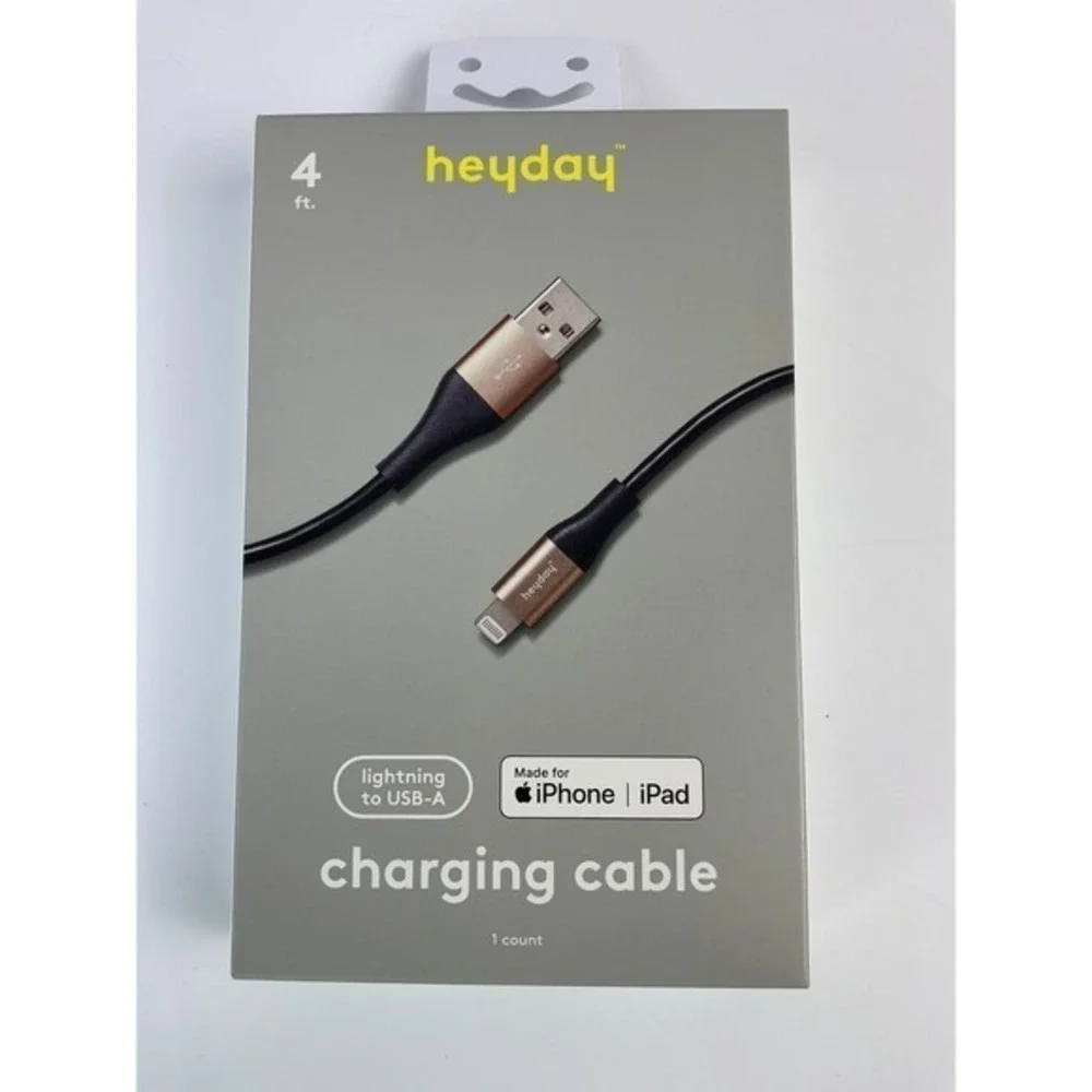 Heyday Lightning to USB-A Charging Cables Lot 6ft Marble + 4ft Black‎ – New